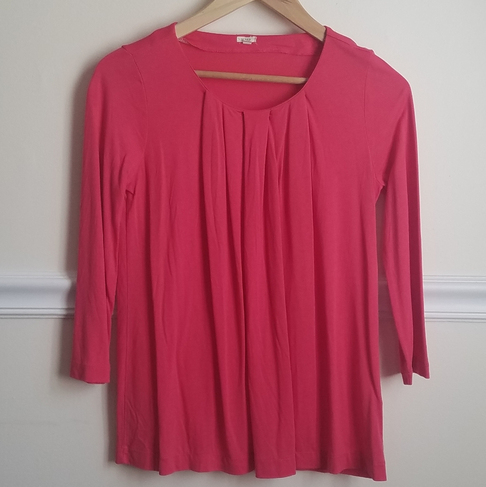 J.Crew  Pleated Pink Silk Blend Top XS